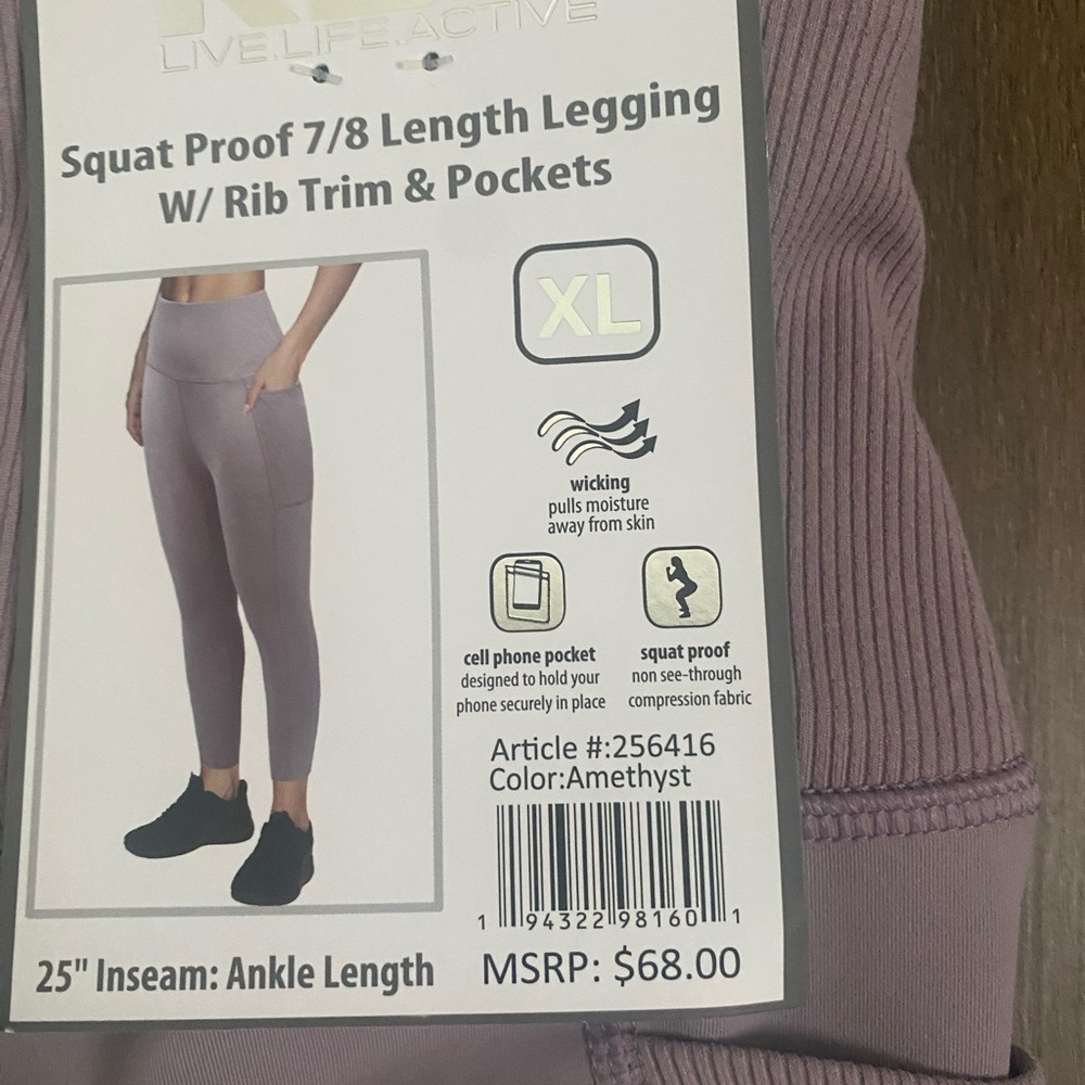 RBX Purple 7/8 Leggings with Pockets